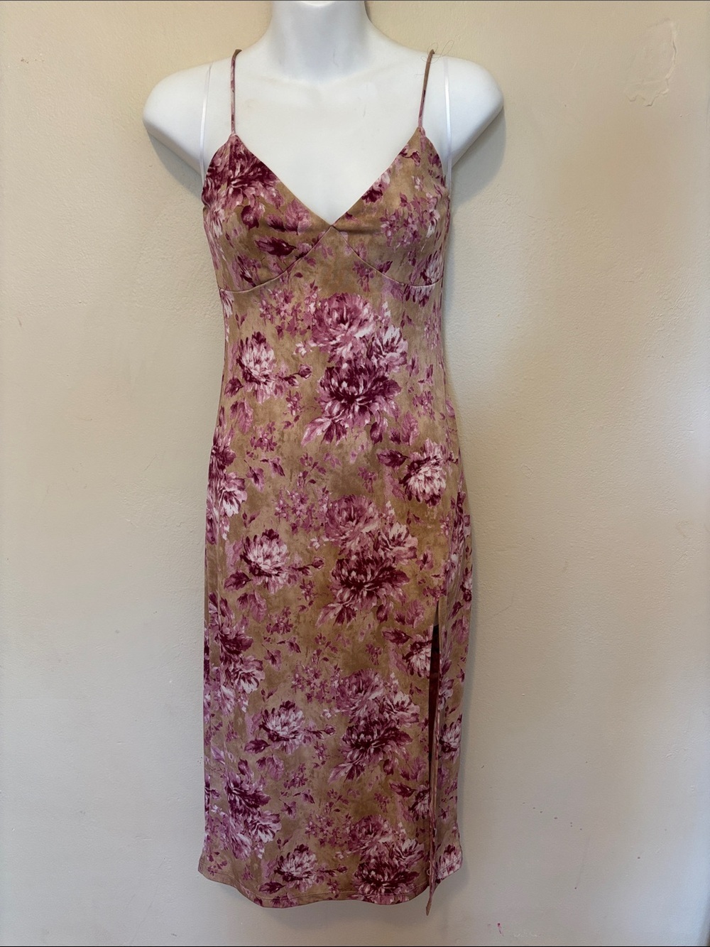 Lovely Day Floral Slip Maxi Dress in Dusty Rose and Tan